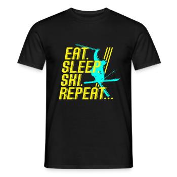 EAT SLEEP REPETITION DE SKI - T-shirt homme - noir - Devant - AI Model Male 178 light (178cm)