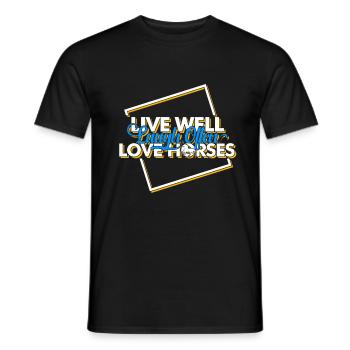 Vivre bien-piscine souvent l'amour Chevaux T-shirt - T-shirt homme - noir - Devant - AI Model Male 178 light (178cm)