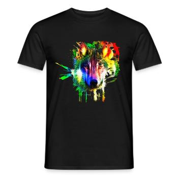 Wolf Splash Moderne - T-shirt homme - noir - Devant - AI Model Male 178 light (178cm)