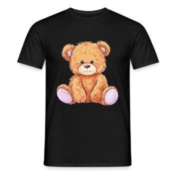 Mignon bébé ours en peluche - T-shirt homme - noir - Devant - AI Model Male 178 light (178cm)
