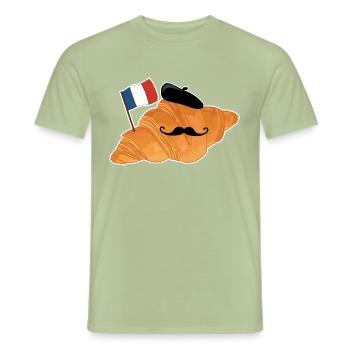 Croissant - Drôle de cuisine française - T-shirt homme - vert sauge - Devant - AI Model Male 178 light (178cm)