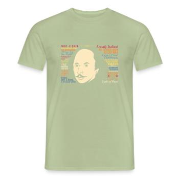 Drôle Shakespeare Insultes - T-shirt homme - vert sauge - Devant - AI Model Male 178 light (178cm)