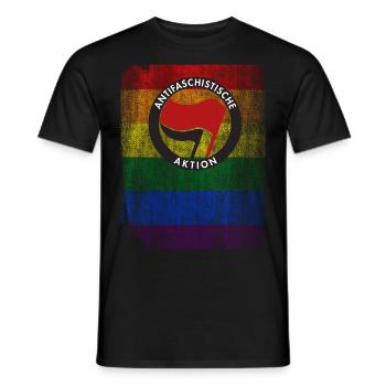 ANTIFASCHISTISCHE AKTION GEGEN FASCHISMUS - Männer T-Shirt - Schwarz - Vorne - AI Model Male 178 light (178cm)