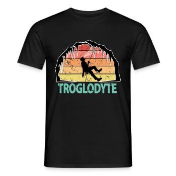 Troglodyte Funny Caving - Potholing Speleology - Men's T-Shirt - black - Front - AI Model Male 178 light (178cm)