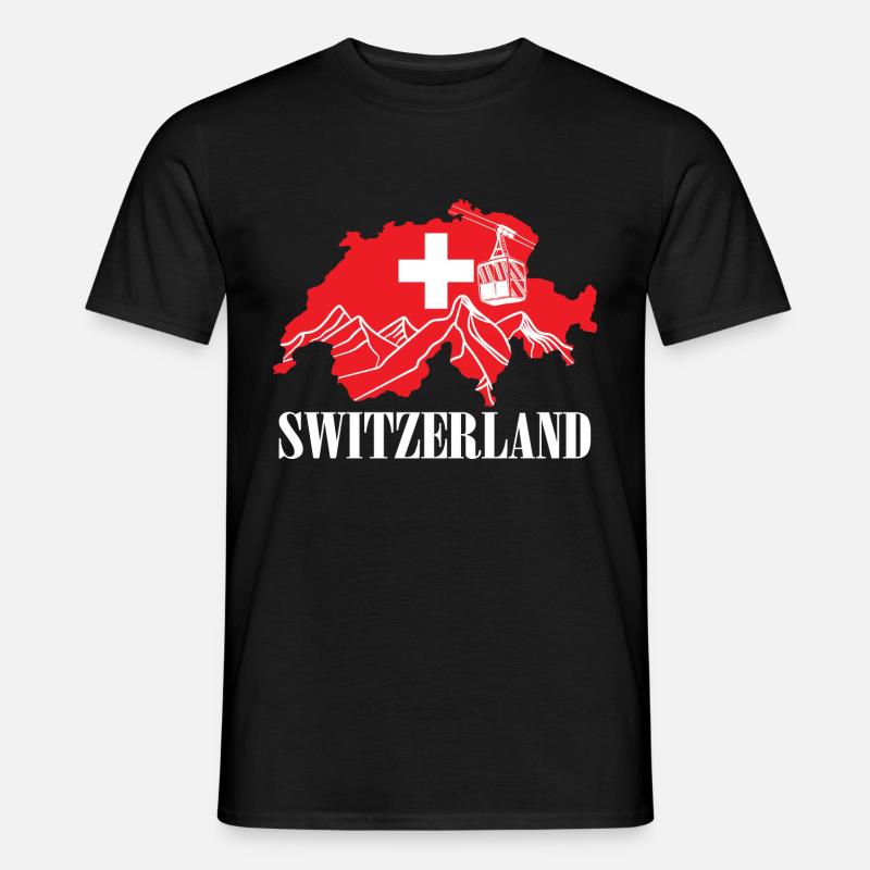 Schweiz Karte Schweizer Flagge - Männer T-Shirt - Schwarz