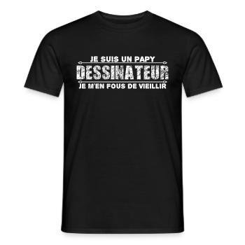 Je suis Un Papy dessinateur. - T-shirt homme - noir - Devant - AI Model Male 178 light (178cm)