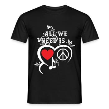 All We Need Is Peace Love Music - Männer T-Shirt - Schwarz - Vorne - AI Model Male 178 light (178cm)