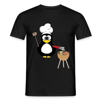 Penguin Barbecue Grillen Grill Master Geschenken - Heren T-shirt - zwart - Voor - AI Model Male 178 light (178cm)