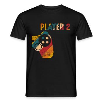 Player 2 Gamer partnerlook gift - Men's T-Shirt - black - Front - AI Model Male 178 light (178cm)