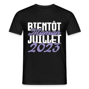 Annonce grossesse. bientôt Maman Juillet 2023.mama - T-shirt homme - noir - Devant - AI Model Male 178 light (178cm)