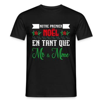 Notre premier Noël en tant que Mr. et Mme - T-shirt homme - noir - Devant - AI Model Male 178 light (178cm)