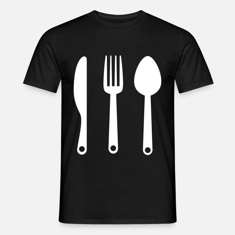 Gabel Besteck - Männer T-Shirt - Schwarz