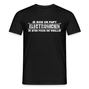 je suis un papy électronicien cadeau pour mon papy - T-shirt homme - noir - Devant - AI Model Male 178 light (178cm)