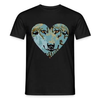 Herz Wolf Blau - Männer T-Shirt - Schwarz - Vorne - AI Model Male 178 light (178cm)