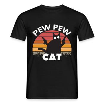 Pew Pew Funny Cat - Men's T-Shirt - black - Front - AI Model Male 178 light (178cm)