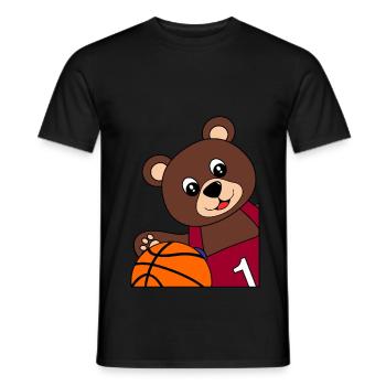 Bär mit Basketball - Basketballmotiv - Männer T-Shirt - Schwarz - Vorne - AI Model Male 178 light (178cm)