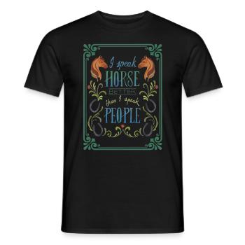 Horse T shirt gift motif ride horse ride fan - Men's T-Shirt - black - Front - AI Model Male 178 light (178cm)