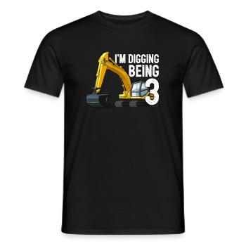 3rd birthday construction trucks design for childre - Men's T-Shirt - black - Front - AI Model Male 178 light (178cm)
