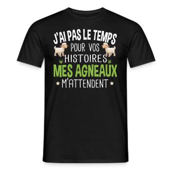 Agneau Animal Cadeau Humour Brebis Mouton Chèvre - T-shirt homme - noir - Devant - AI Model Male 178 light (178cm)
