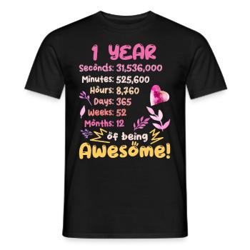 Tenue d’anniversaire pour 1 an ! 1er anniversaire - T-shirt homme - noir - Devant - AI Model Male 178 light (178cm)