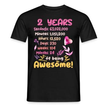 2 ans ! Cadeau d’anniversaire pour les 2 ans - T-shirt homme - noir - Devant - AI Model Male 178 light (178cm)