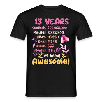 13 years old! Birthday Gift 13th Birthday - Men's T-Shirt - black - Front - AI Model Male 178 light (178cm)