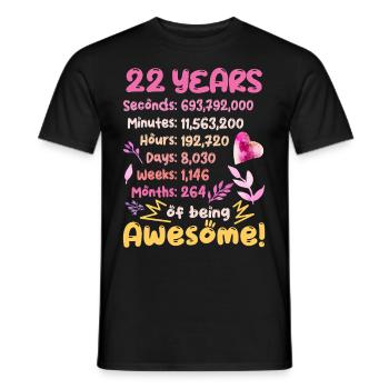 22 years old! Birthday Gift 22nd Birthday - Men's T-Shirt - black - Front - AI Model Male 178 light (178cm)