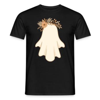 Fantôme bohème avec fleurs – joli motif d'Halloween - T-shirt homme - noir - Devant - AI Model Male 178 light (178cm)