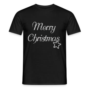 Merry Christmas Weihnachtsmotiv silber Schrift - Männer T-Shirt - Schwarz - Vorne - AI Model Male 178 light (178cm)