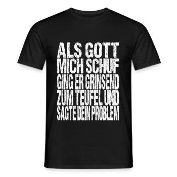 Als Gott mich schuf ging er grinsend zum teufel... - Männer T-Shirt - Schwarz - Vorne - AI Model Male 178 light (178cm)