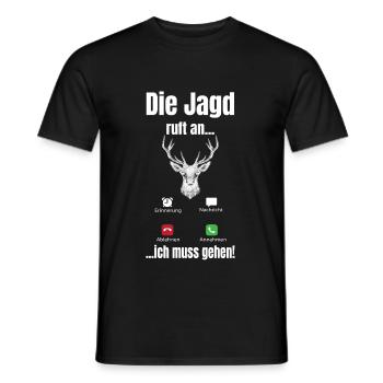 Jagd ruft an Geschenk Jäger Sammler - Männer T-Shirt - Schwarz - Vorne - AI Model Male 178 light (178cm)