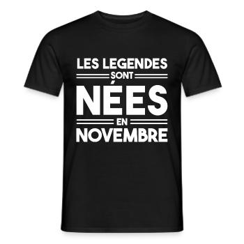 les légendes sont nées en novembre - T-shirt homme - noir - Devant - AI Model Male 178 light (178cm)