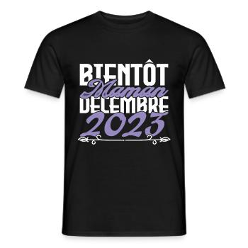 Annonce grossesse. bientôt Maman Décembre 2023.mom - T-shirt homme - noir - Devant - AI Model Male 178 light (178cm)