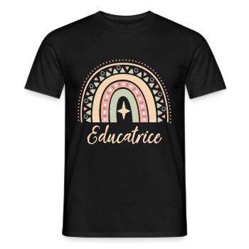 Cadeau Educatrice. Boho Rainbow éducatrice. - T-shirt homme - noir - Devant - AI Model Male 178 light (178cm)