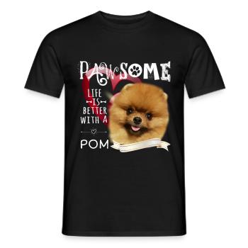 Fluffypom Pomeranian Shirt und Accessoires - Männer T-Shirt - Schwarz - Vorne - AI Model Male 178 light (178cm)