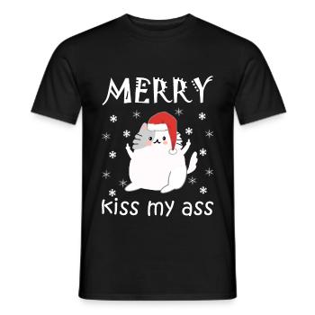 Merry Kiss My Ass Anti Christmas Ugly Christmas - Men's T-Shirt - black - Front - AI Model Male 178 light (178cm)