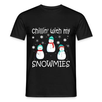 Chillin With Snowmies Snowman Child Christmas - Men's T-Shirt - black - Front - AI Model Male 178 light (178cm)
