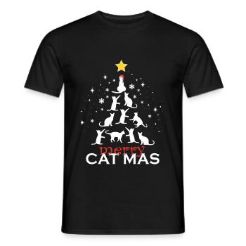 Cat Christmas Merry Catmas Christmas Tree Cat - Men's T-Shirt - black - Front - AI Model Male 178 light (178cm)