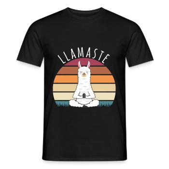 Llamaste Vintage Alpaka Retro Lama Yoga Meditation - Men's T-Shirt - black - Front - AI Model Male 178 light (178cm)