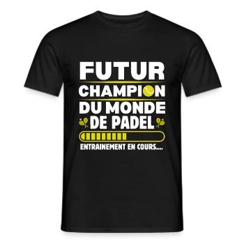 Joueur de padel amateur de padel cadeau padeliste - T-shirt homme - noir - Devant - AI Model Male 178 light (178cm)