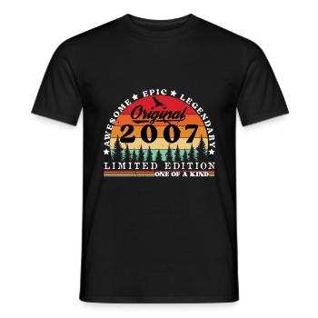 2007 Vintage Born 2007 Vintage Birthday Gift - Men's T-Shirt - black - Front - AI Model Male 178 light (178cm)