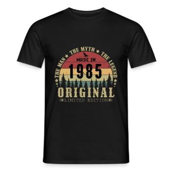 1985 Vintage Original 1985 Birthday Gift - Men's T-Shirt - black - Front - AI Model Male 178 light (178cm)