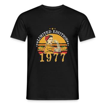 1977 Vintage Original 1977 Birthday Gift - Men's T-Shirt - black - Front - AI Model Male 178 light (178cm)