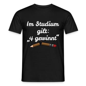 Dans l'étude s'applique: 4 victoires - énonciation drôle - T-shirt homme - noir - Devant - AI Model Male 178 light (178cm)