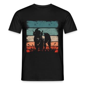 Rétro Vintage Bison Américain Bison - T-shirt homme - noir - Devant - AI Model Male 178 light (178cm)