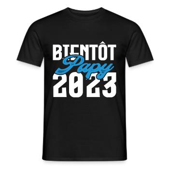 Cadeau Annonce grossesse bientôt Papy 2023. - T-shirt homme - noir - Devant - AI Model Male 178 light (178cm)