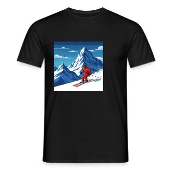 Plaisir sur les pistes : skier dans les plus belles montagnes - T-shirt homme - noir - Devant - AI Model Male 178 light (178cm)