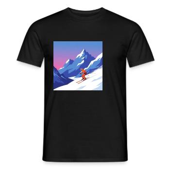 Skiing: fun and adventure in the mountains - Men's T-Shirt - black - Front - AI Model Male 178 light (178cm)