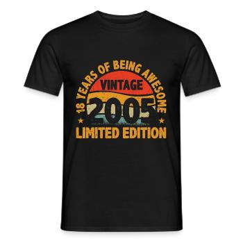 18 ans Millésime 2005 Edition Limitée 18. - T-shirt homme - noir - Devant - AI Model Male 178 light (178cm)