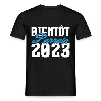 Cadeau Annonce grossesse bientôt Parrain 2023. - T-shirt homme - noir - Devant - AI Model Male 178 light (178cm)